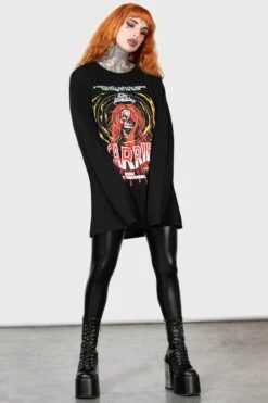 Warned Long Sleeve Top -Killstar Store WARNED LONG SLEEVE TOP W D