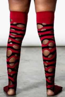 Wretched Soul Distress Socks [BLACK/BLOOD] -Killstar Store WRETCHED SOUL DISTRESS SOCKS BLACK BLOOD D