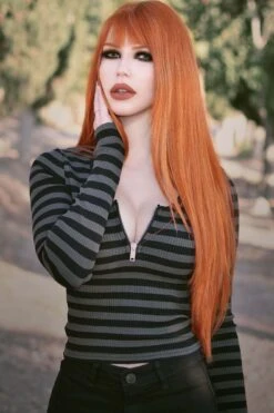 Izora Ribbed Top [GREY] -Killstar Store izora grey