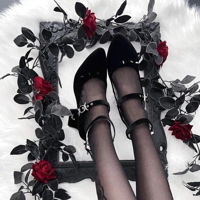 Killstar Store 22 Killstar Store -Killstar Store black velvet gothic heels with buckle gothic shoes heels 625175